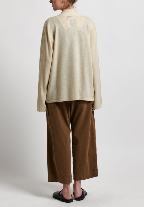 Frenckenberger Cashmere Simple Cardigan in Chalk