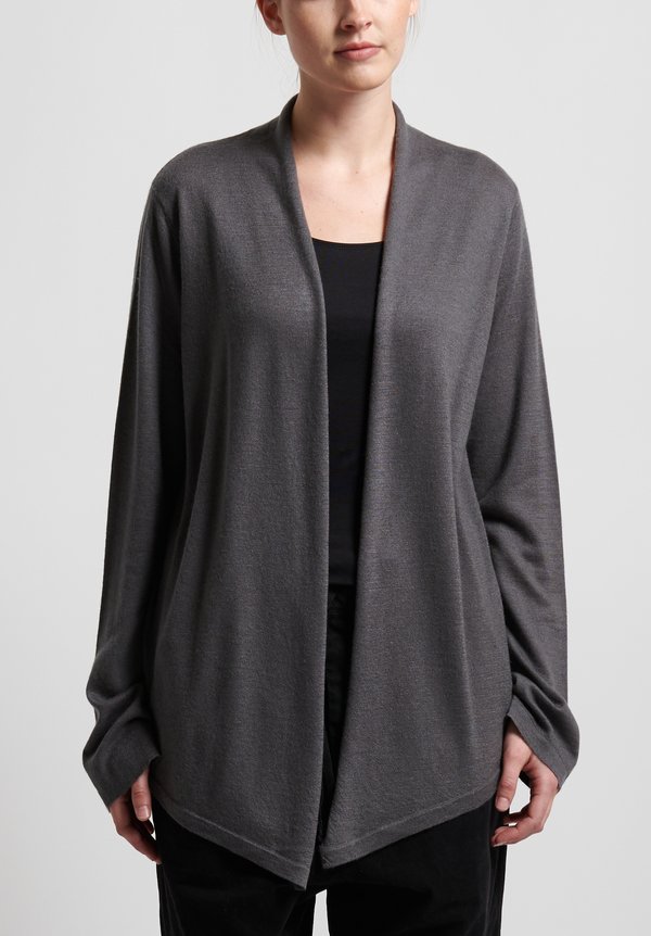 Frenckenberger Cashmere Simple Cardigan in Grey