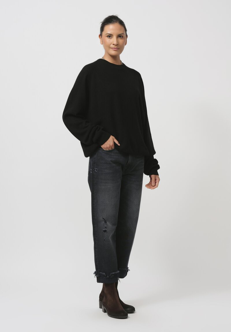 Frenckenberger Cashmere Boyfriend Sweater in Black	