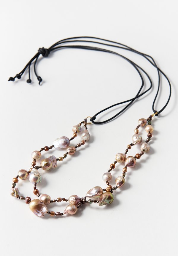 Karen Melfi 18k Gold, Pearl & Pyrite Necklace	