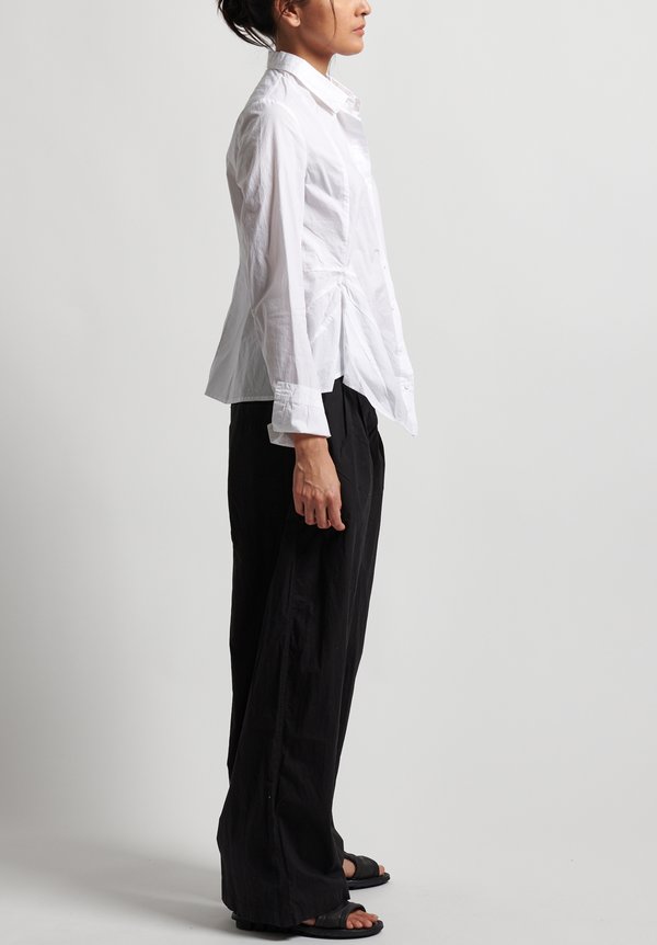 Rundholz Black Label Cotton Button Front Shirt in White	
