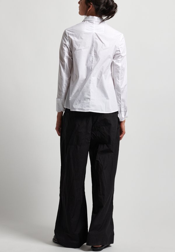 Rundholz Black Label Cotton Button Front Shirt in White	