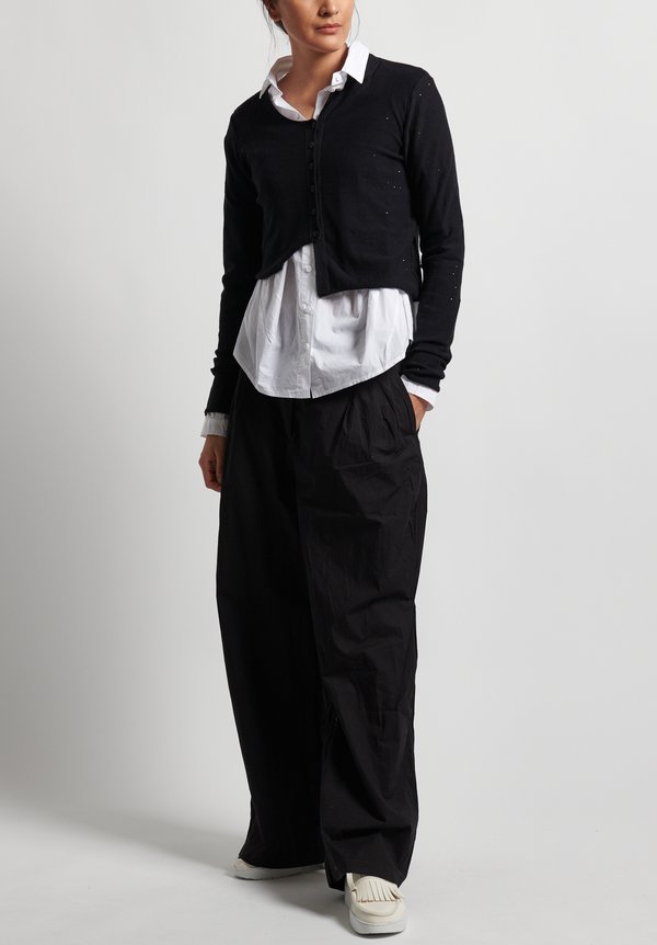 Rundholz Black Label Cotton Mini-Sequin Cropped Cardigan in Black	