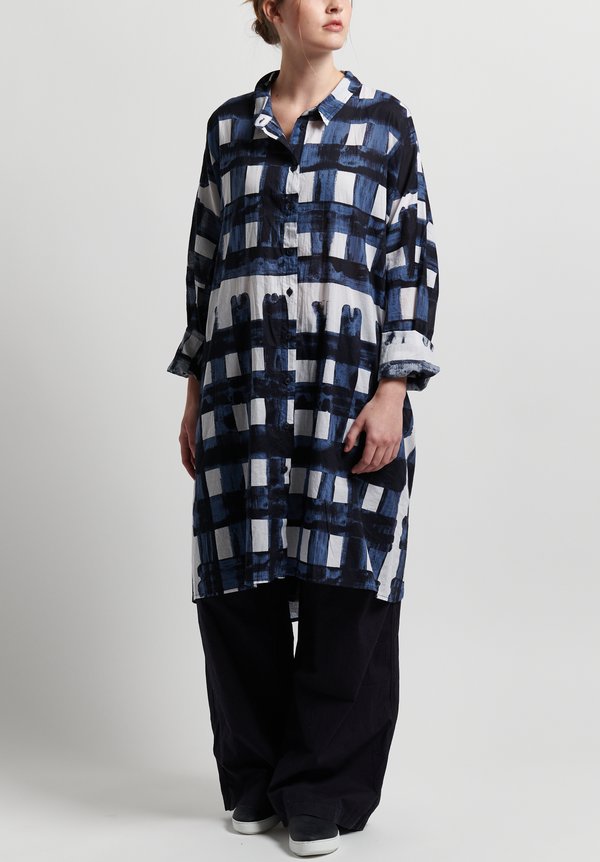Rundholz Black Label Oversize Painted Check Tunic in Martinique	