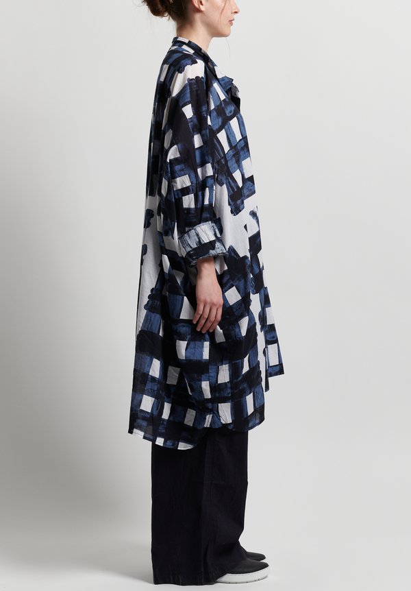 Rundholz Black Label Oversize Painted Check Tunic in Martinique	