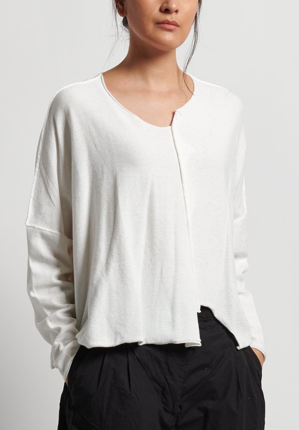 Rundholz Black Label Mini-Sequin Oversized Sweater in White	