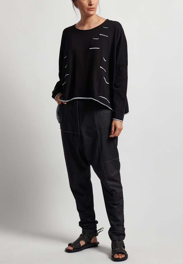 Rundholz Black Label Cotton Oversize Pocket Sweatshirt in Black Print	