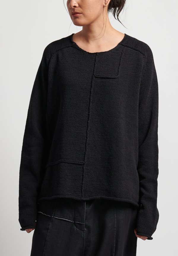 Rundholz Black Label Cotton Blend Reversed Seam Sweater in Black	