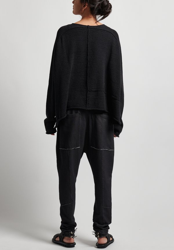 Rundholz Black Label Cotton Blend Reversed Seam Sweater in Black	