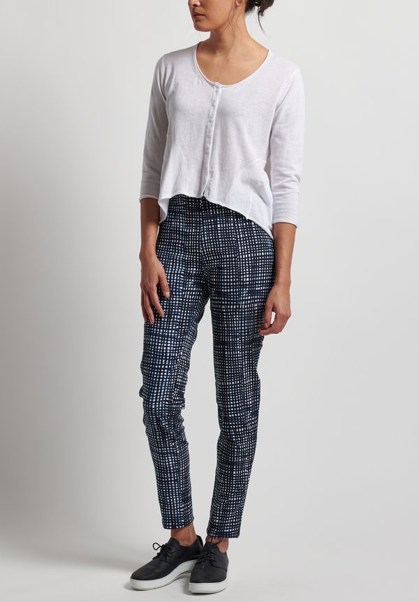 Rundholz Black Label Stretch Fitted Pants in Blue Check