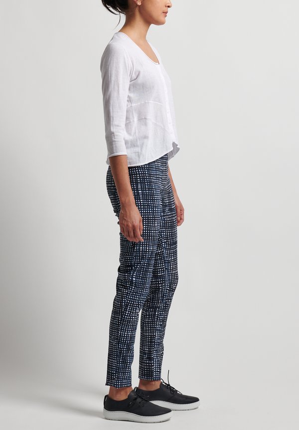 Rundholz Black Label Stretch Fitted Pants in Blue Check