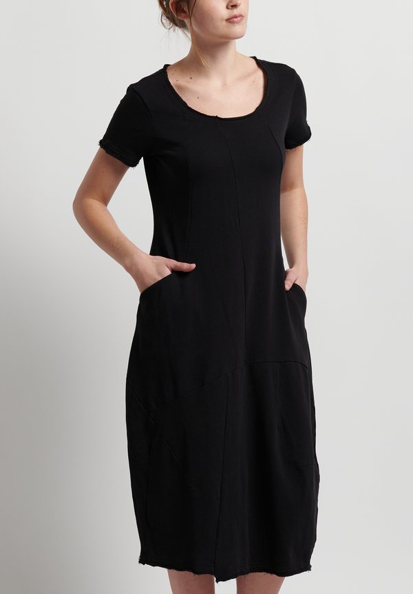 Rundholz Short Sleeve Fitted Dress in Black	