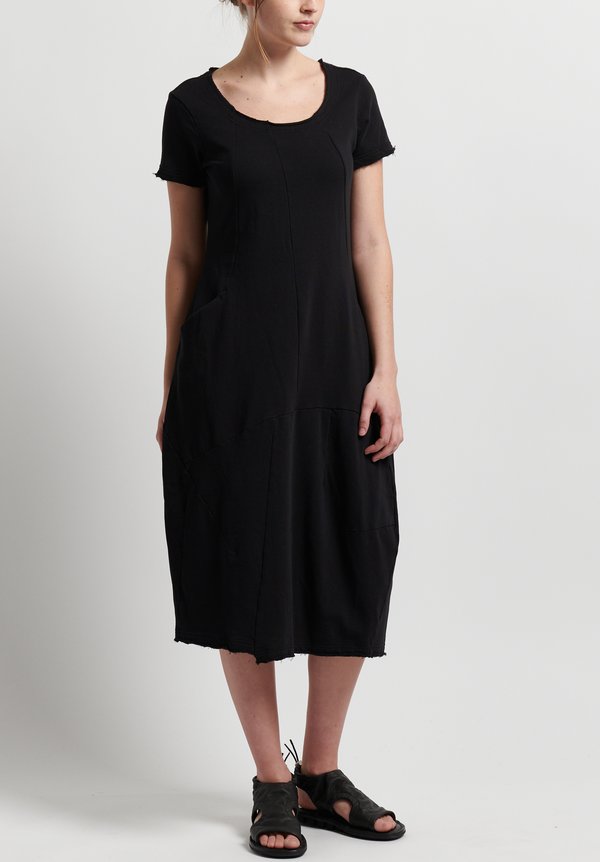 Rundholz Short Sleeve Fitted Dress in Black	