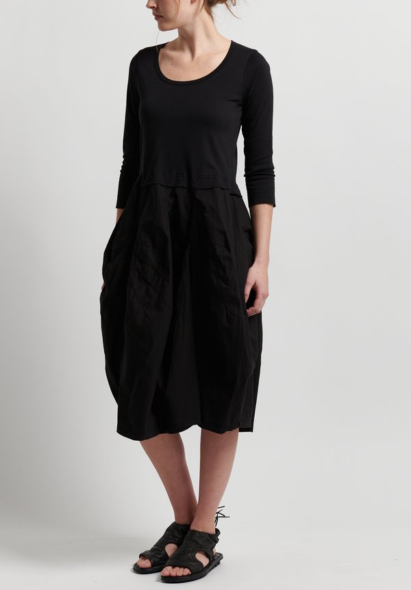 Rundholz Black Label Multi-Fabric Darted Dress in Black	