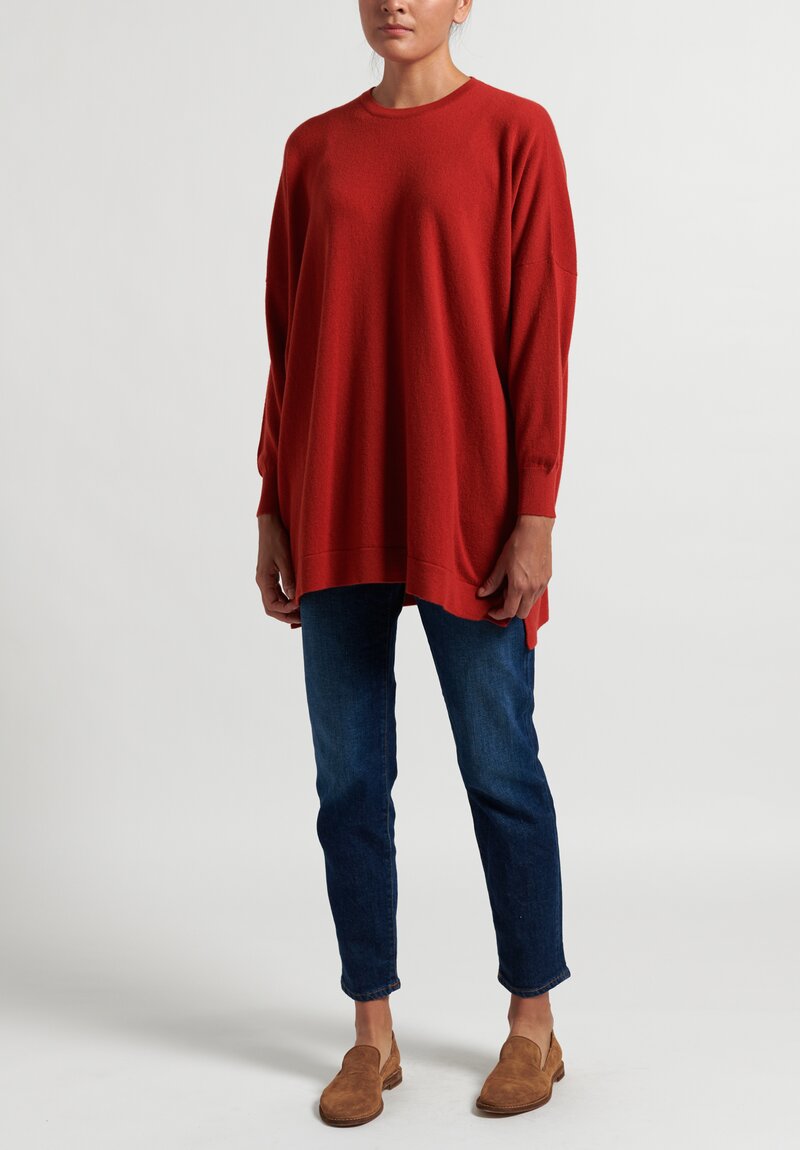 Hania New York Cashmere Marley Crewneck in Red	