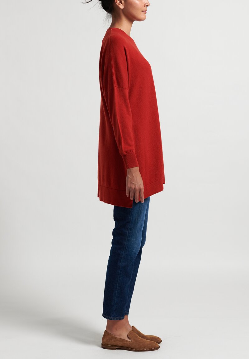 Hania New York Cashmere Marley Crewneck in Red	