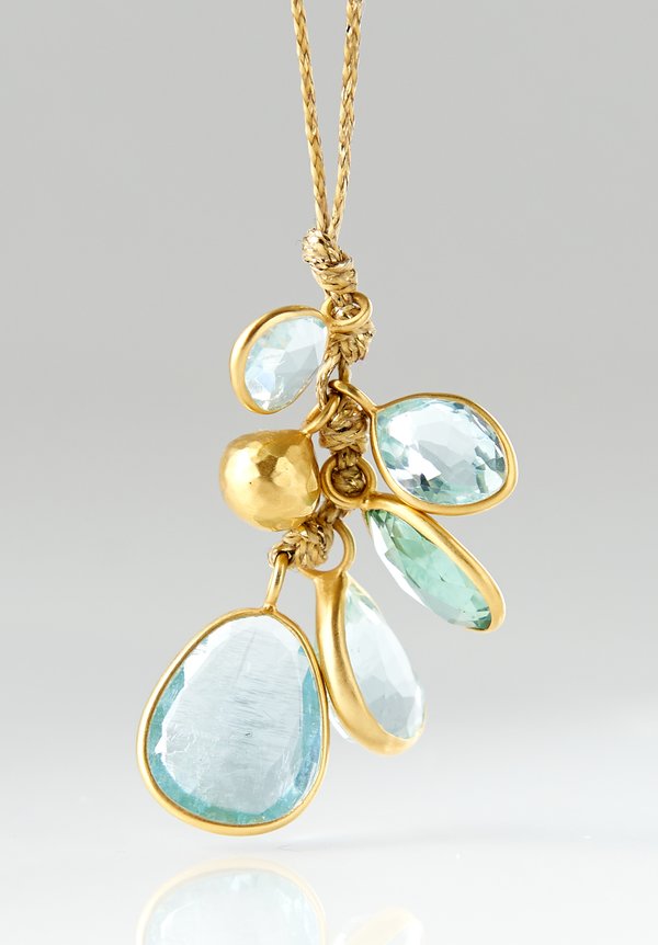 Pippa Small 18K, Aquamarine Colette Set Cluster and Bell Necklace	