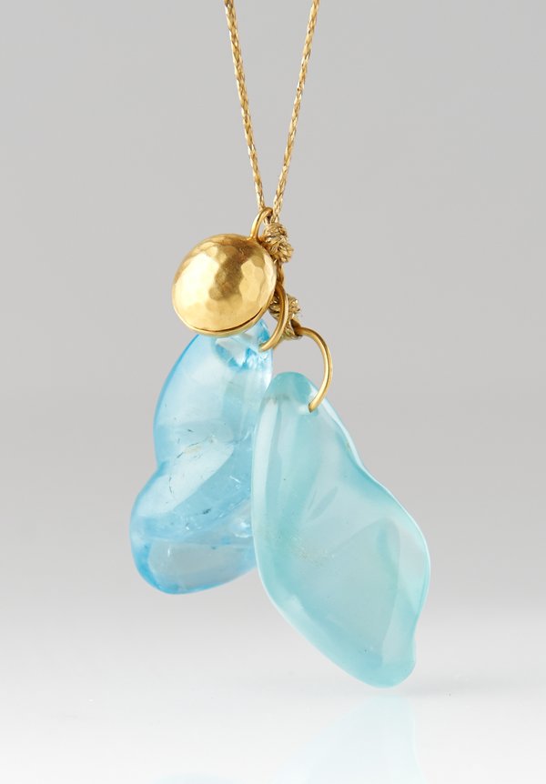 Pippa Small 18K, Aquamarine Cluster and Bell Necklace	