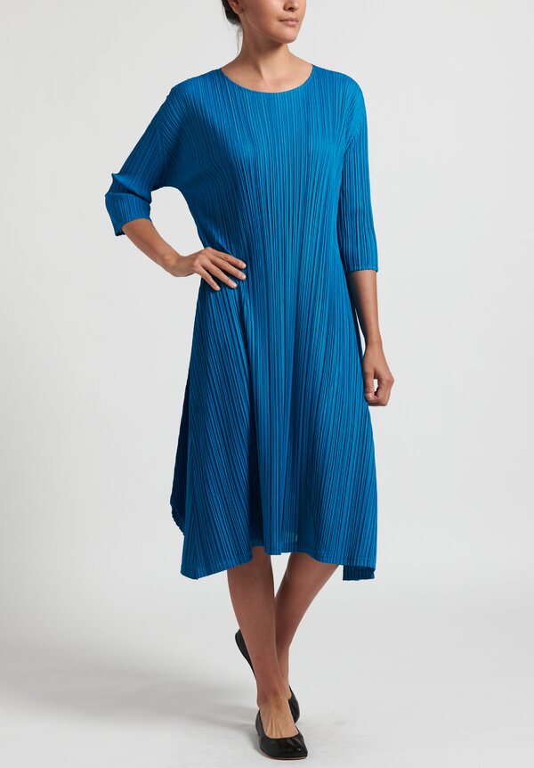 Pleats Please Mellow Pleats Dress in Turquoise	