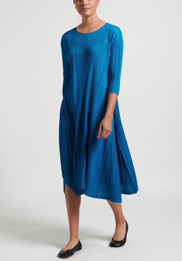 Issey Miyake Pleats Please Mellow Pleats Dress in Turquoise