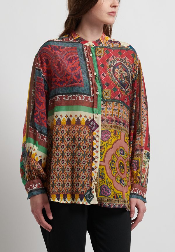 Etro Runway Cotton/Silk Relaxed Printed Shirt in Multicolor