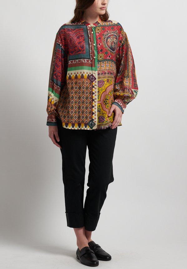 Etro Runway Cotton/Silk Relaxed Printed Shirt in Multicolor