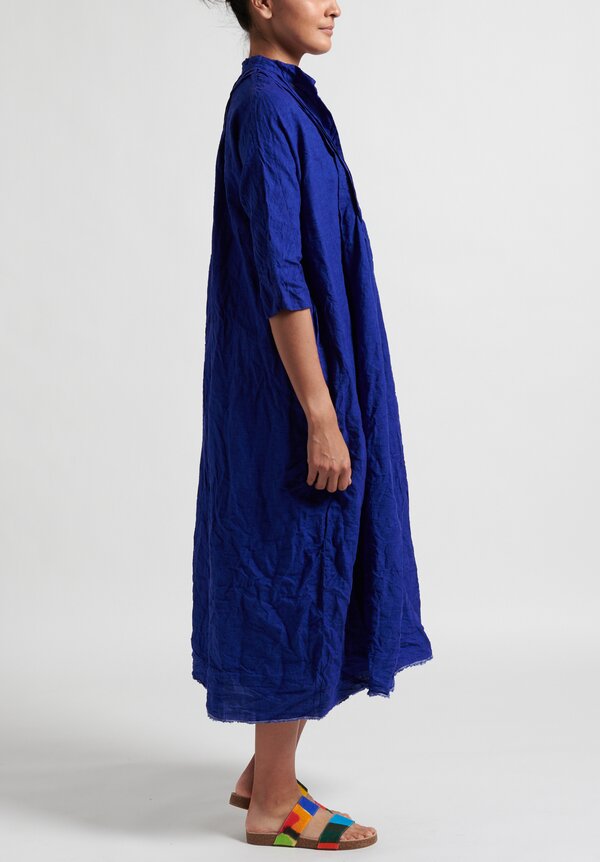 Daniela Gregis Washed Linen Millefiore Dress in Electric Blue