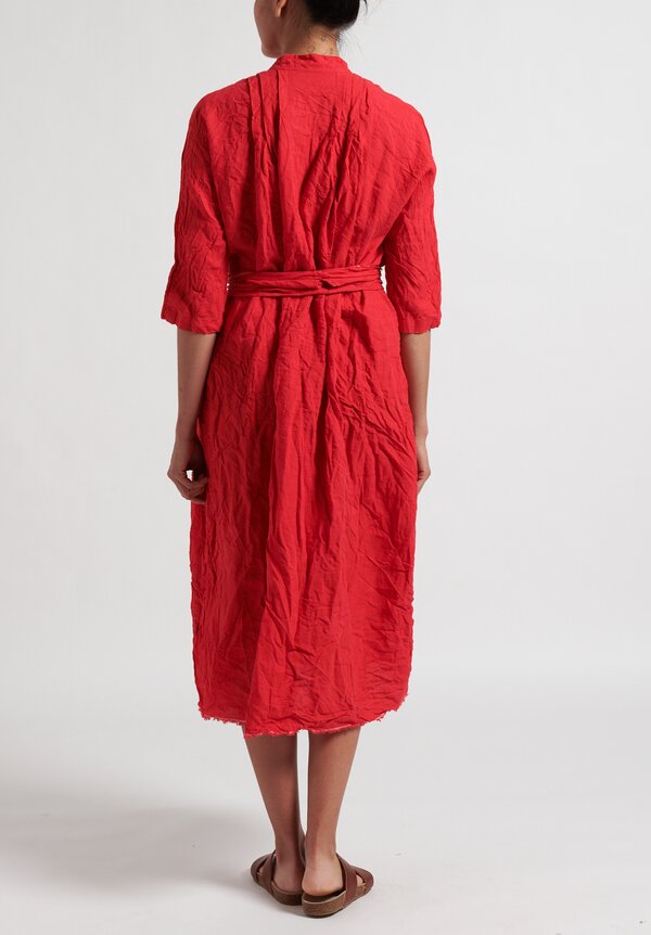 Daniela Gregis Washed Linen Millefiore Dress in Red