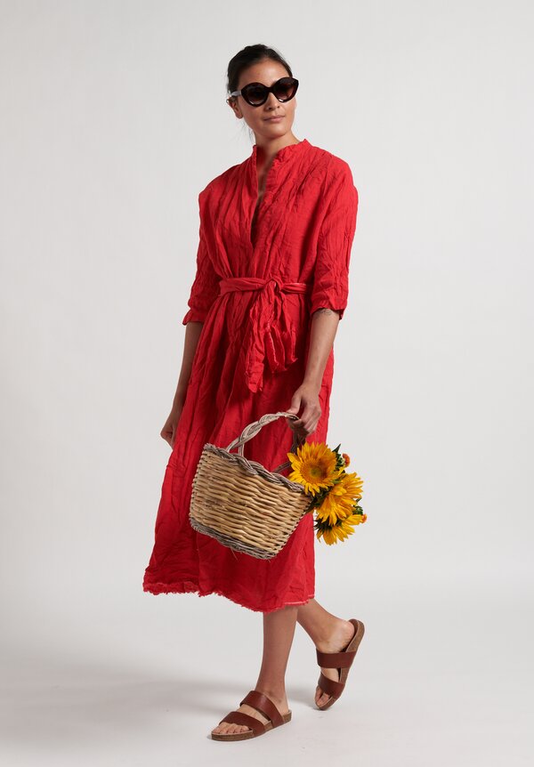 Daniela Gregis Washed Linen Millefiore Dress in Red