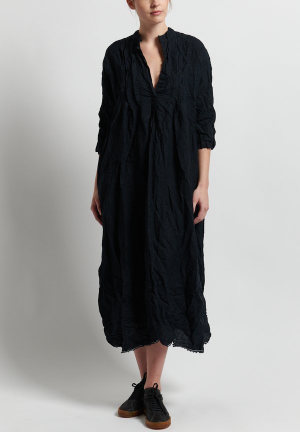 Daniela Gregis Washed Linen Millefiore Dress in Black