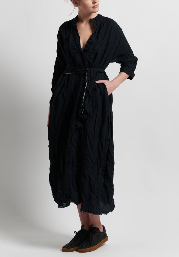 Daniela Gregis Washed Linen Millefiore Dress in Black