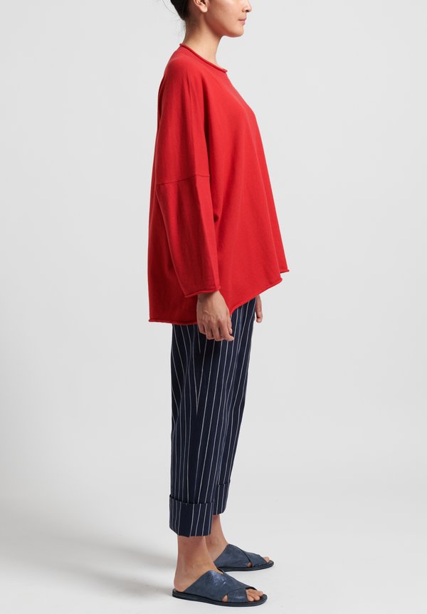 Peter O. Mahler Cotton/ Cashmere Oversize Sweater in Red