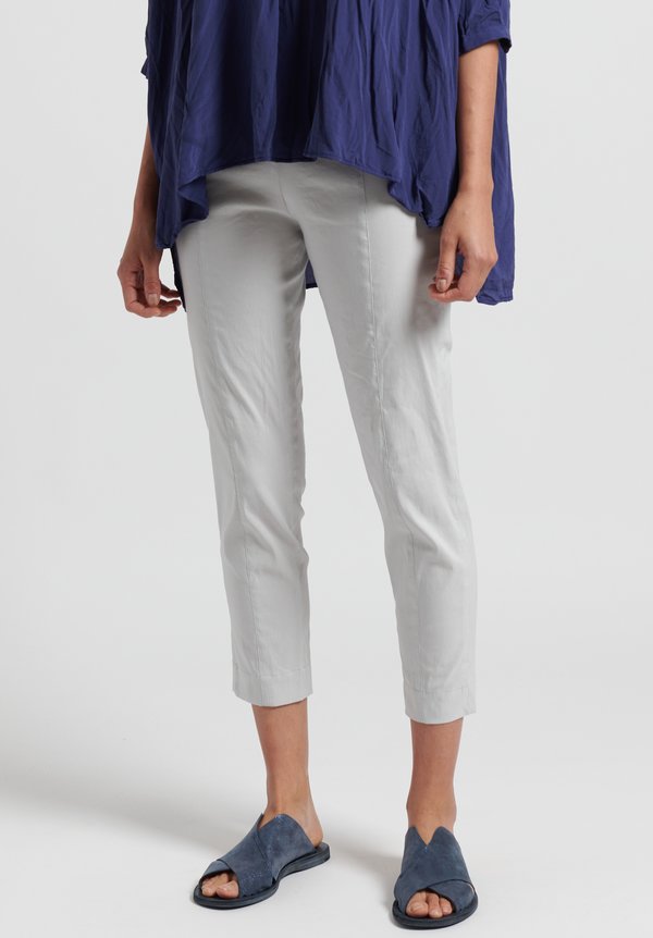 Peter O. Mahler Fitted Stretch Linen Cropped Seam Pants in Shell