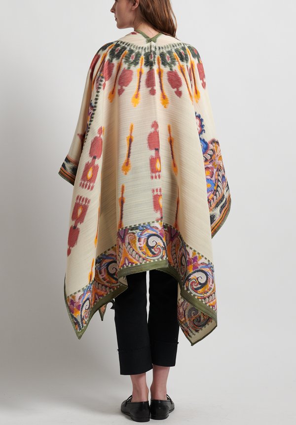 Etro Wool Ikat & Paisley Mantel in Cream