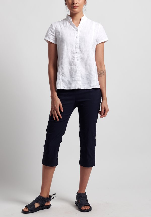 Rundholz Black Label Stretch Linen/ Cotton Cropped Pants in Martinique	