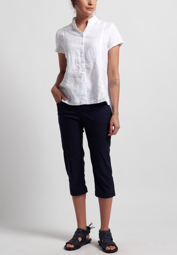Rundholz Black Label Stretch Linen/ Cotton Cropped Pants in Martinique	