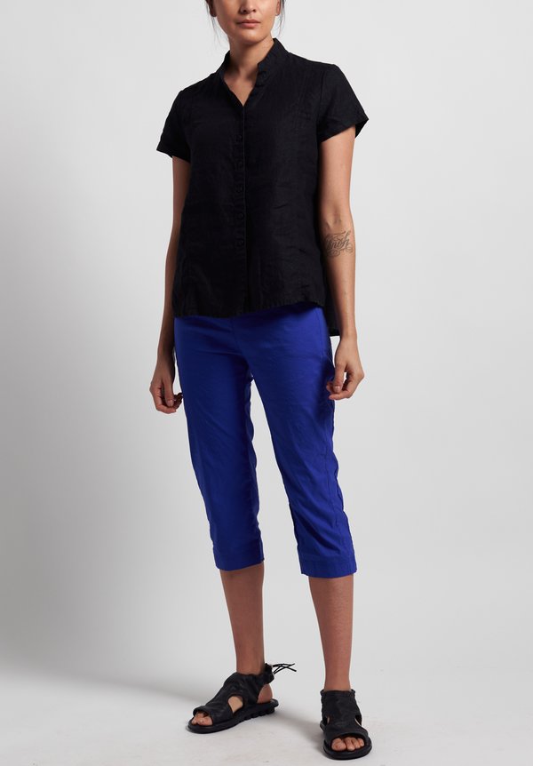 Rundholz Black Label Stretch Linen/ Cotton Cropped Pants in Curacao