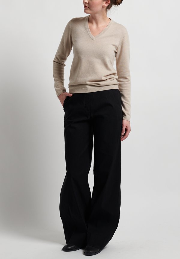 Peter O. Mahler Stretch Linen Long Wide Pants in Black