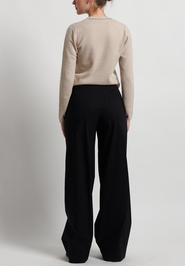 Peter O. Mahler Stretch Linen Long Wide Pants in Black