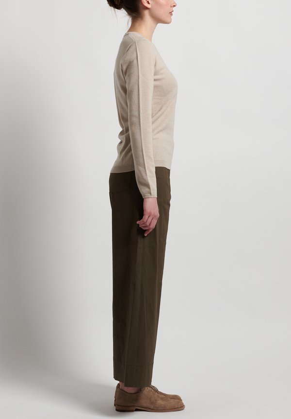 Peter O. Mahler Stretch Linen Wide Leg Pants in Forest