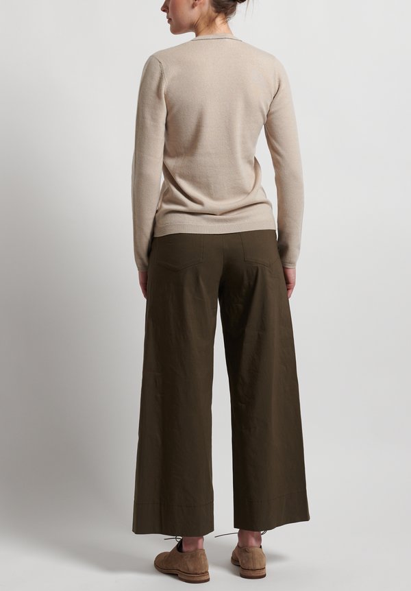 Peter O. Mahler Stretch Linen Wide Leg Pants in Forest