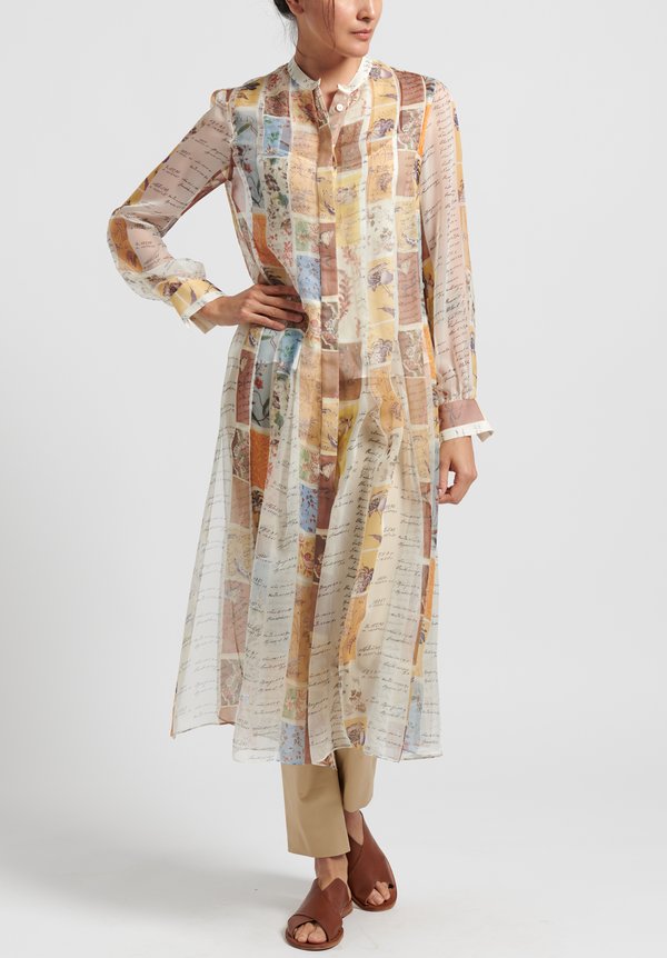 Oscar de la Renta Silk Swatch Book Stripe Blouse