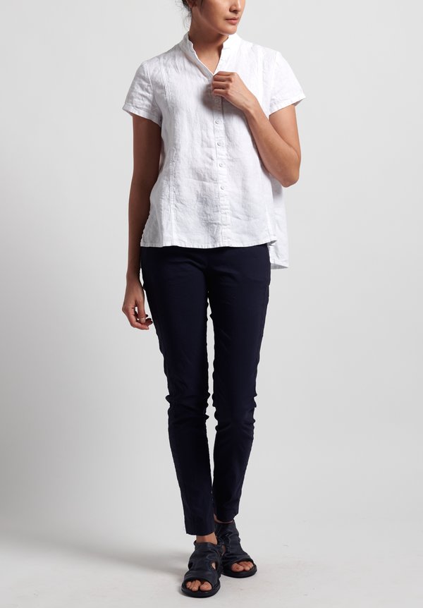 Rundholz Black Label Linen Short Sleeve Shirt in White	