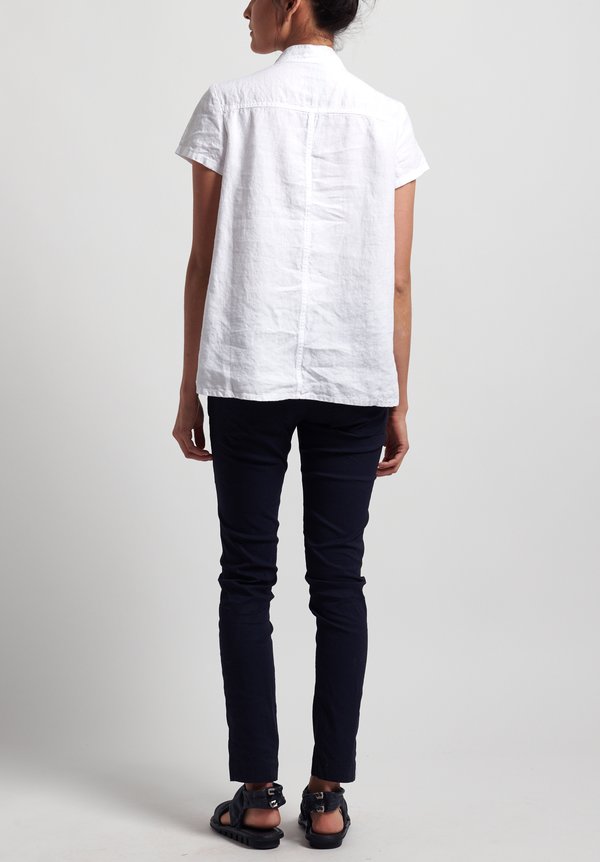 Rundholz Black Label Linen Short Sleeve Shirt in White	