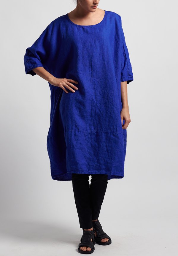 Rundholz Black Label Linen Oversized Tunic Dress in Curacao	