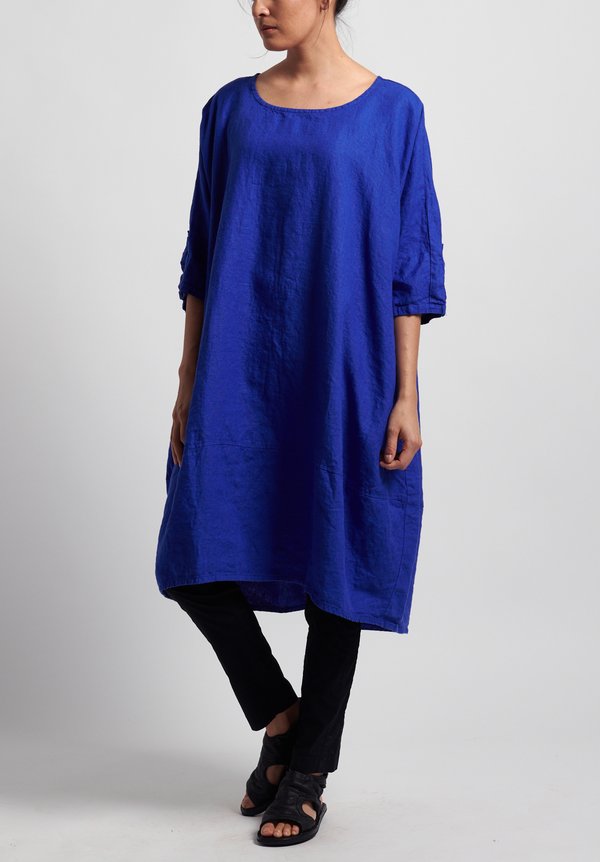 Rundholz Black Label Linen Oversized Tunic Dress in Curacao	