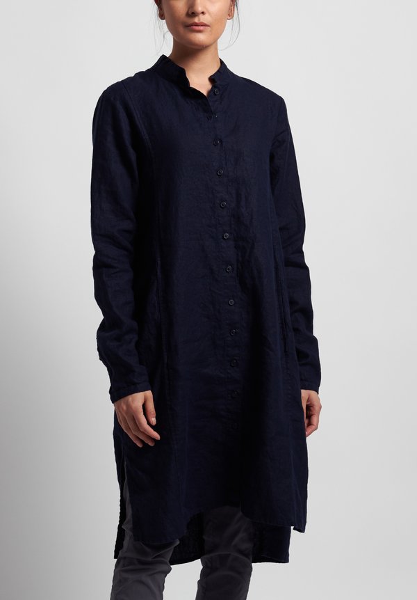 Rundholz Black Label Linen Button-Down Shirt Tunic in Martinique