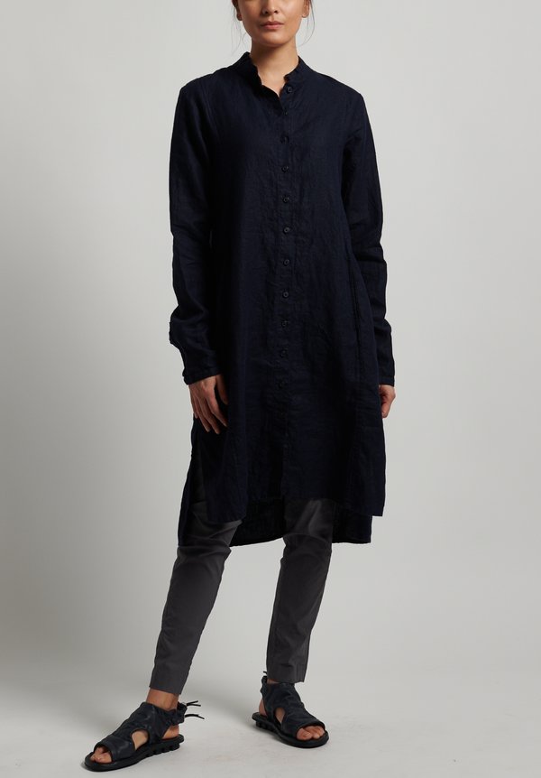 Rundholz Black Label Linen Button-Down Shirt Tunic in Martinique