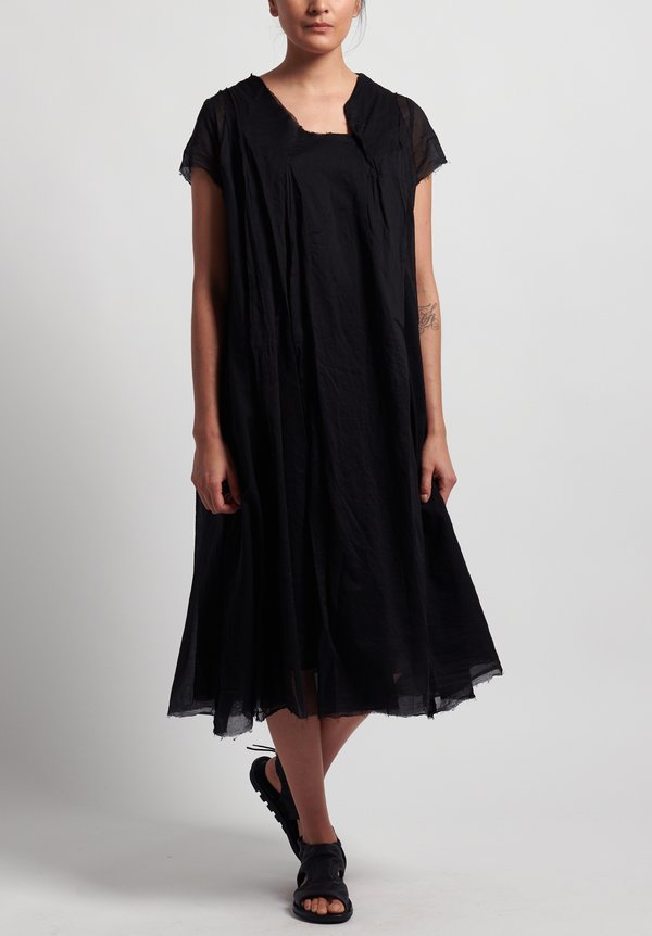 Rundholz Dip Cotton Oversized Short Sleeve Dress in Black	