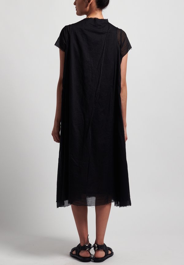 Rundholz Dip Cotton Oversized Short Sleeve Dress in Black	
